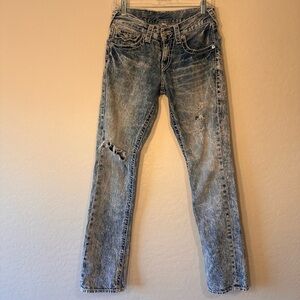 True Religion Mens Blue Ricky Acid Wash Relaxed Fit Denim Straight leg Size 28